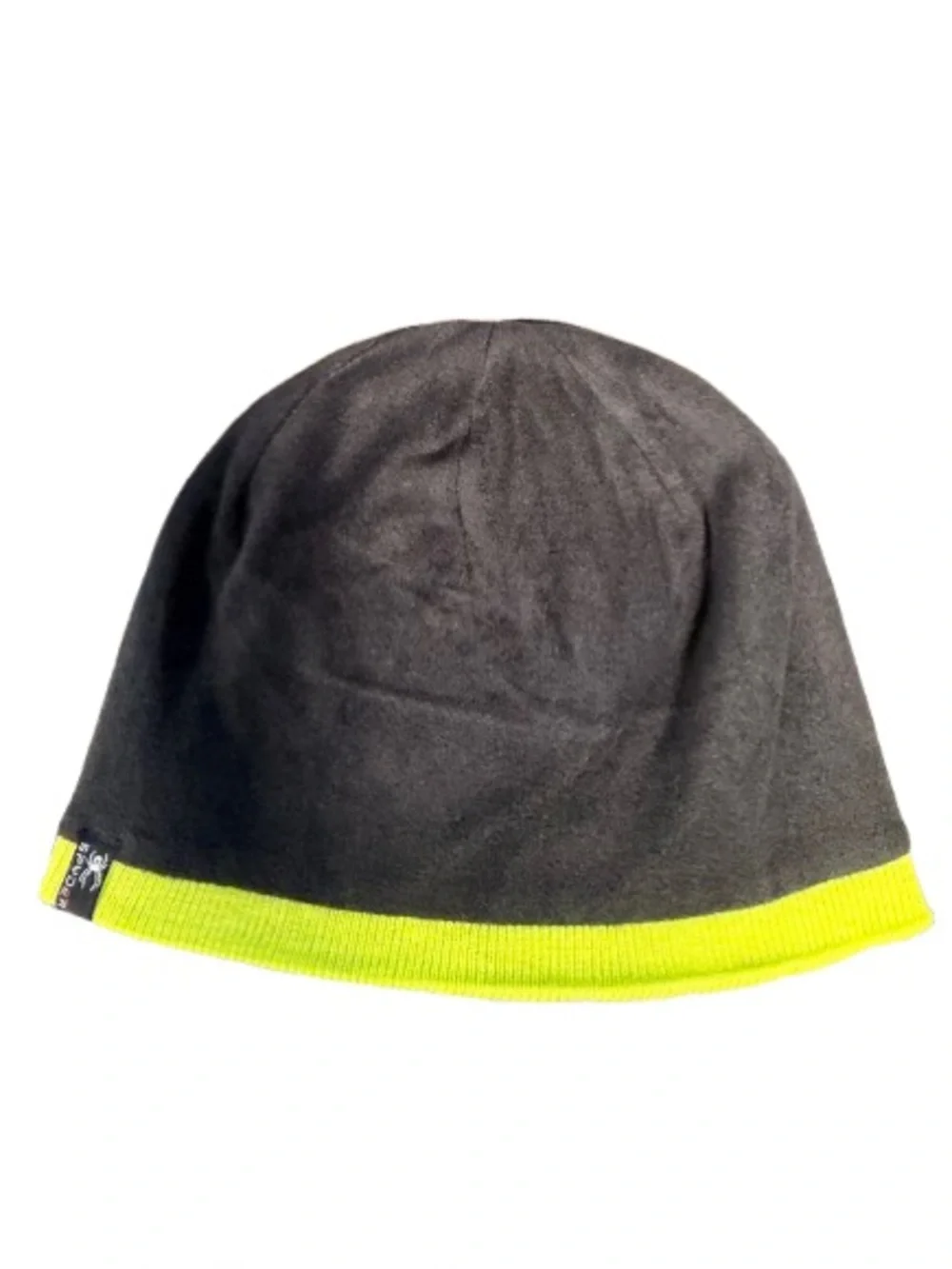 Spyder Nebula Reversible Beanie Lime Green Knit Black Fleece Winter Ski Hat